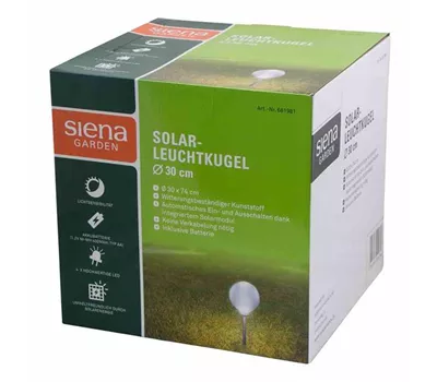 Siena Garden Solarleuchte Kugel Ø 30x66,5 cm, weiß Siena Garden Solarleuchte Kugel Ø 30x66,5 cm, weiß