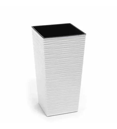 Siena Garden Pflanzkübel Nizza, eckig, 40x40x75,3 cm Rillenoptik in weiß Kunststoff  Siena Garden Pflanzkübel Nizza, eckig, 40x40x75,3 cm Rillenoptik in weiß Kunststoff