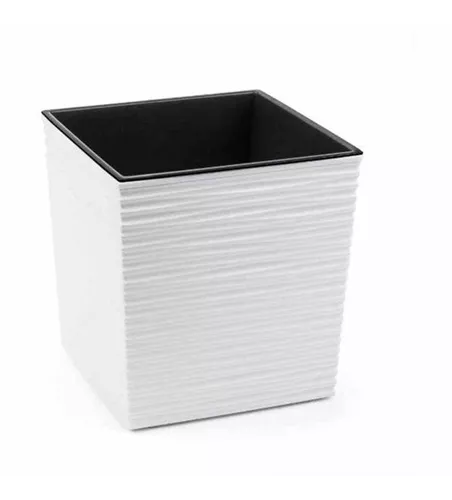 Siena Garden Pflanzkübel Biron, eckig, 40x40x41,5 cm Rillenoptik weiß Kunststoff