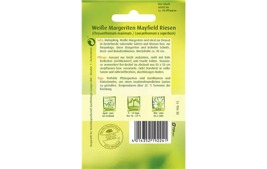 Großblumige Margerite-Samen 'Mayfield Riesen' Großblumige Margerite-Samen 'Mayfield Riesen'