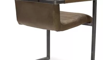 fleur ami JACOB Freischwinger mit Armlehne, 63x55/87 cm, Wachsleder olive, schwarze quadratische Beine
