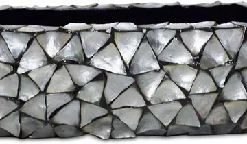 fleur ami MUSCHEL Tischgefäß, 60x15/18 cm, Perlmutt silber-blau