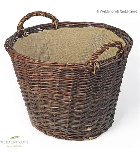 Weidenprofi Weidenkorb, Erntekorb rund, mit Jute, dunkel